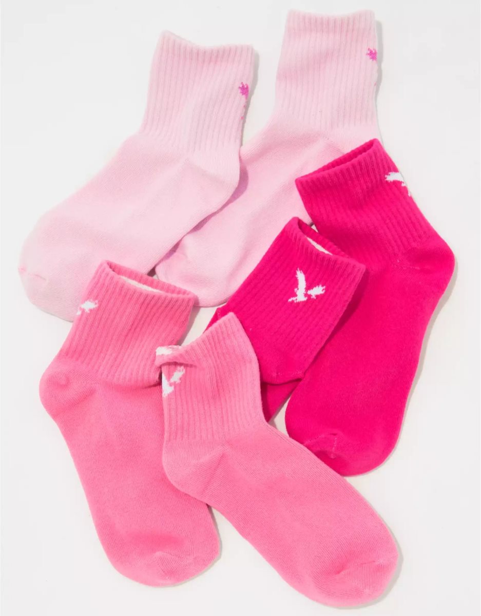 Chaussettes American Eagle AE Tonal Boyfriend Sock 3-Pack Rose Femme | SSU-34163735